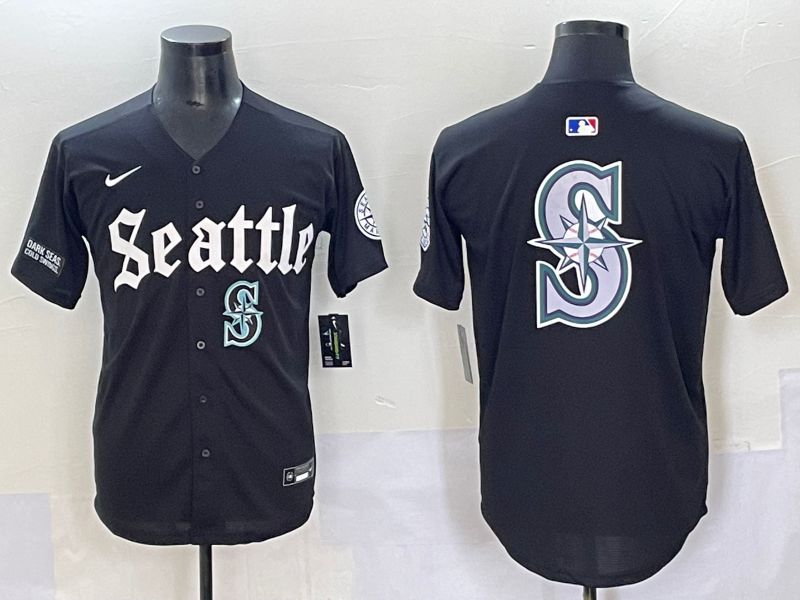 Men 2025 Seattle Mariners Blank black Five generations Joint Name Nike MLB Jersey style 19